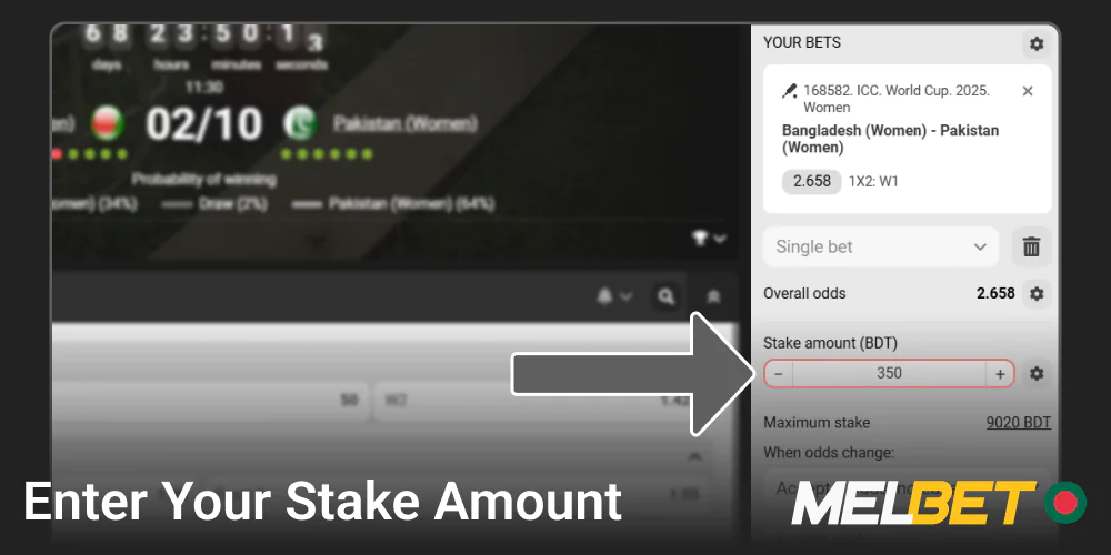 Enter your stake amount in the bet slip